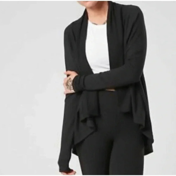 Athleta Black Nirvana Wear Two Ways Open Cardigan Size XS - Picture 3 of 9